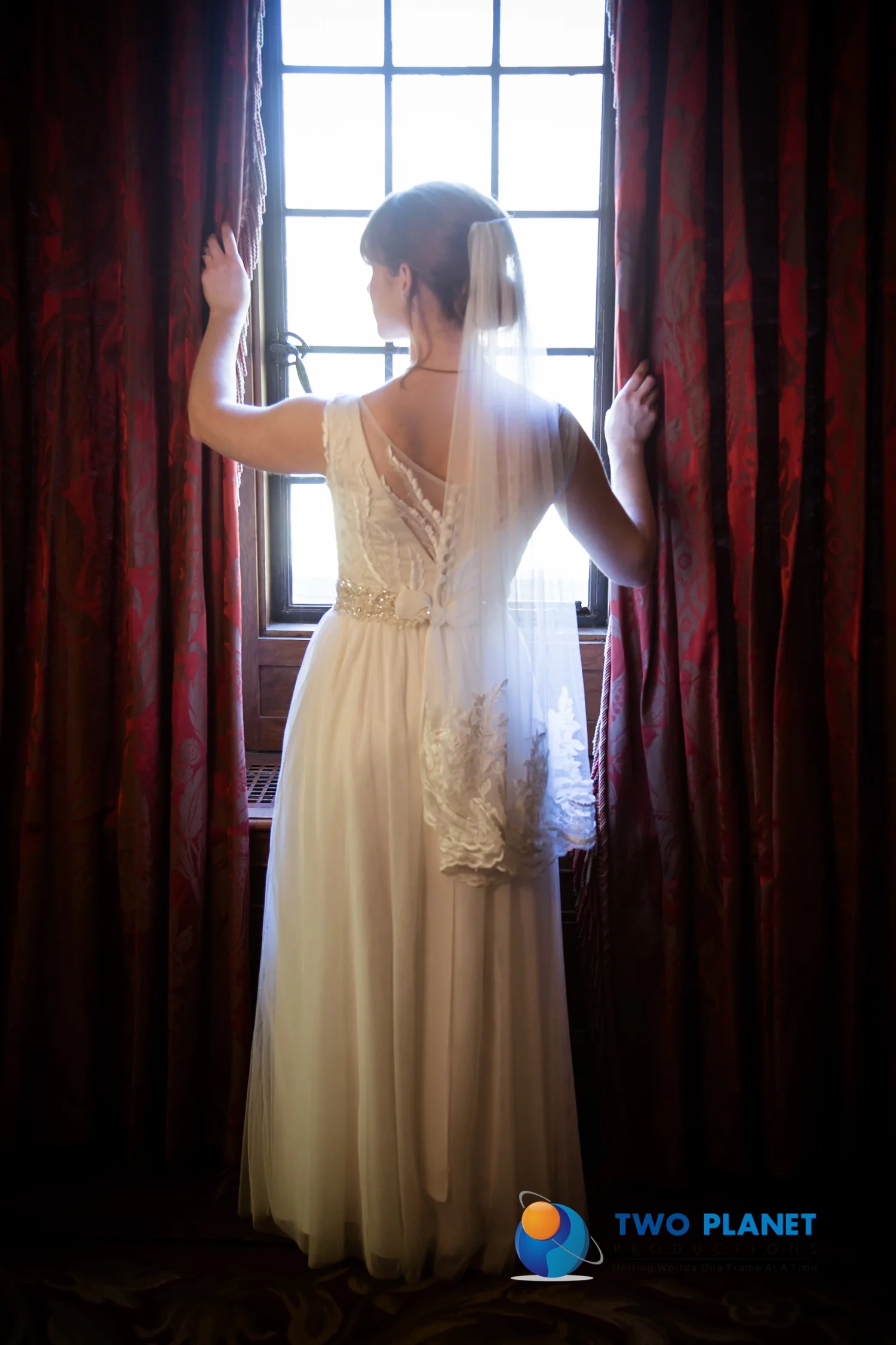 Bridal Couture by Sonni custom lace wedding dress Amelia veil back